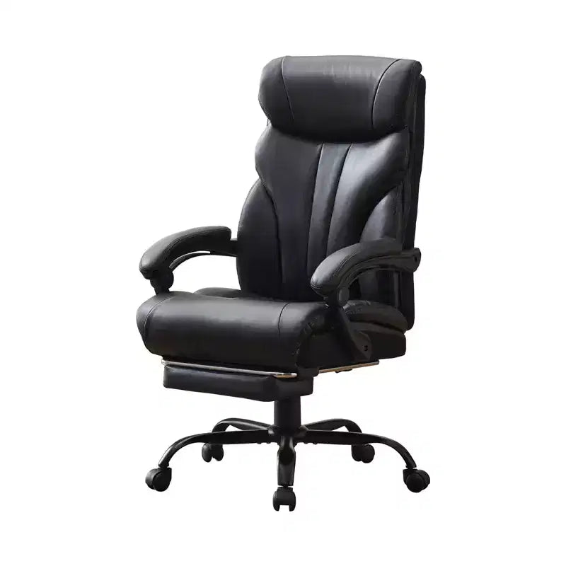 Fauteuil de bureau, fauteuil de direction grande taille 225 kg avec repose-pieds, fauteuil de jeu inclinable en cuir 90-155 degrés