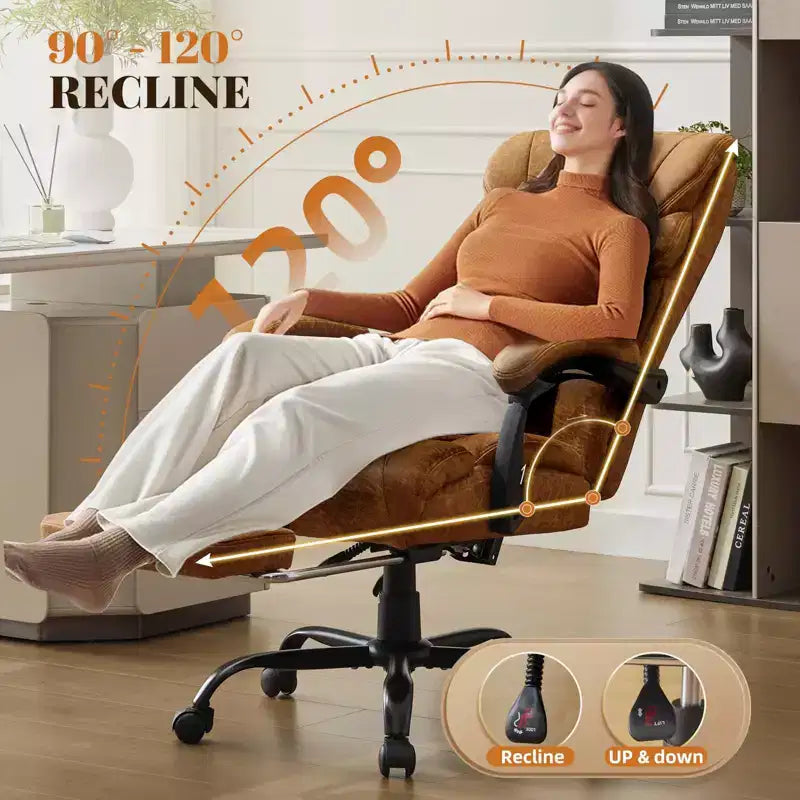 Fauteuil de bureau, fauteuil de direction grande taille 225 kg avec repose-pieds, fauteuil de jeu inclinable en cuir 90-155 degrés