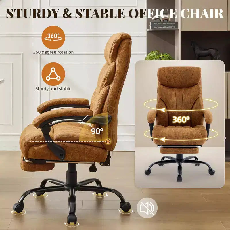 Fauteuil de bureau, fauteuil de direction grande taille 225 kg avec repose-pieds, fauteuil de jeu inclinable en cuir 90-155 degrés