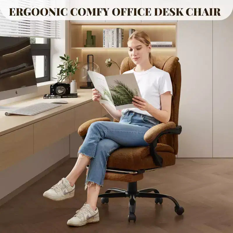 Fauteuil de bureau, fauteuil de direction grande taille 225 kg avec repose-pieds, fauteuil de jeu inclinable en cuir 90-155 degrés
