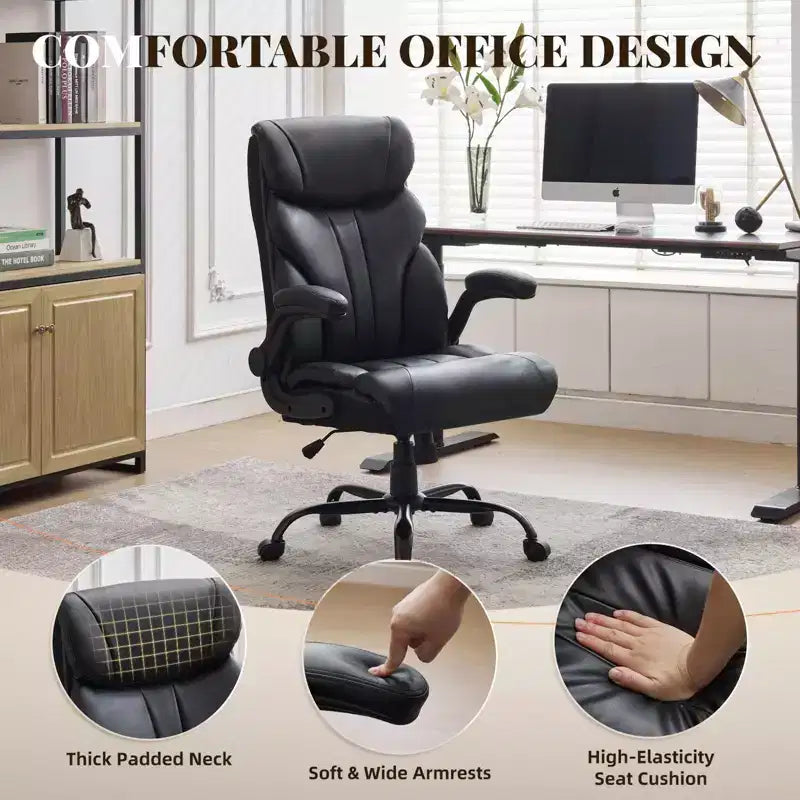 Fauteuil de bureau, fauteuil de direction grande taille 225 kg avec repose-pieds, fauteuil de jeu inclinable en cuir 90-155 degrés