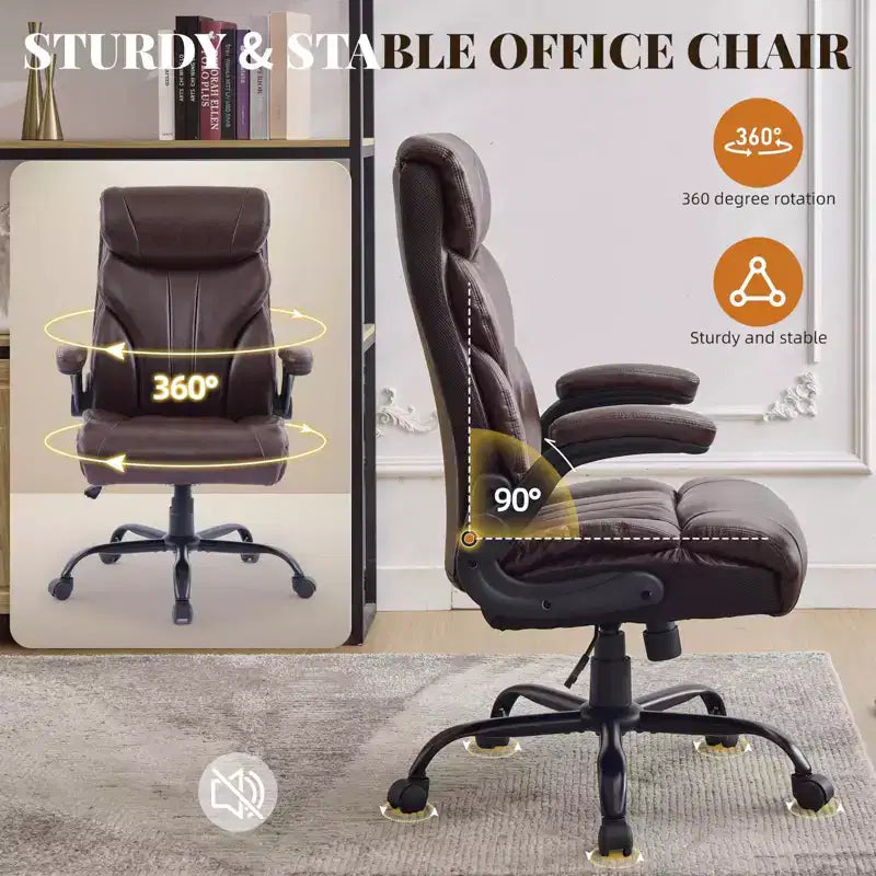 Fauteuil de bureau, fauteuil de direction grande taille 225 kg avec repose-pieds, fauteuil de jeu inclinable en cuir 90-155 degrés