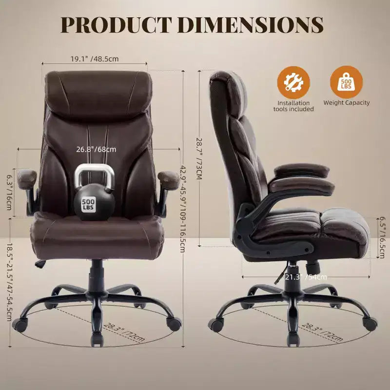Fauteuil de bureau, fauteuil de direction grande taille 225 kg avec repose-pieds, fauteuil de jeu inclinable en cuir 90-155 degrés