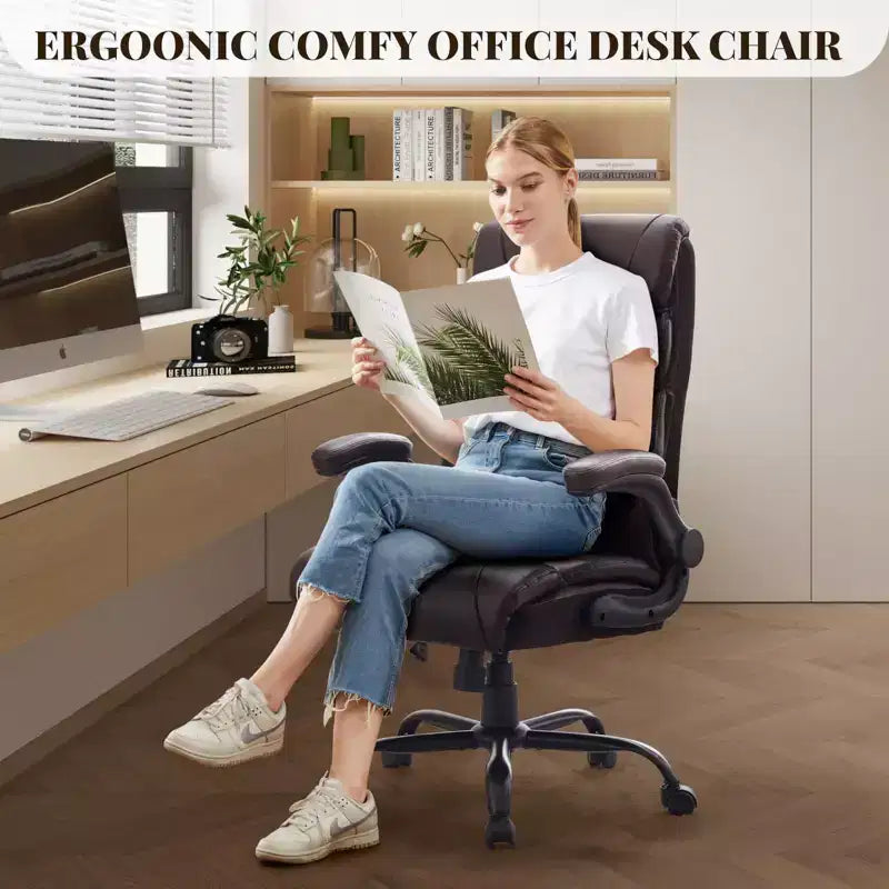 Fauteuil de bureau, fauteuil de direction grande taille 225 kg avec repose-pieds, fauteuil de jeu inclinable en cuir 90-155 degrés