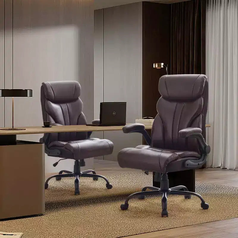 Fauteuil de bureau, fauteuil de direction grande taille 225 kg avec repose-pieds, fauteuil de jeu inclinable en cuir 90-155 degrés