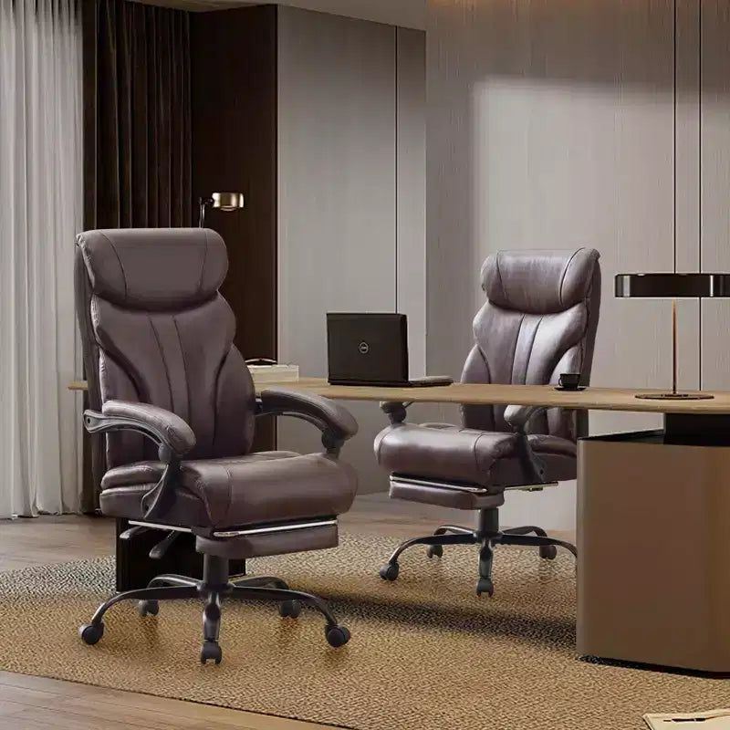 Fauteuil de bureau, fauteuil de direction grande taille 225 kg avec repose-pieds, fauteuil de jeu inclinable en cuir 90-155 degrés