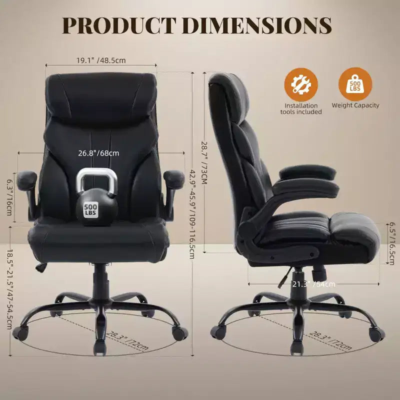 Fauteuil de bureau, fauteuil de direction grande taille 225 kg avec repose-pieds, fauteuil de jeu inclinable en cuir 90-155 degrés
