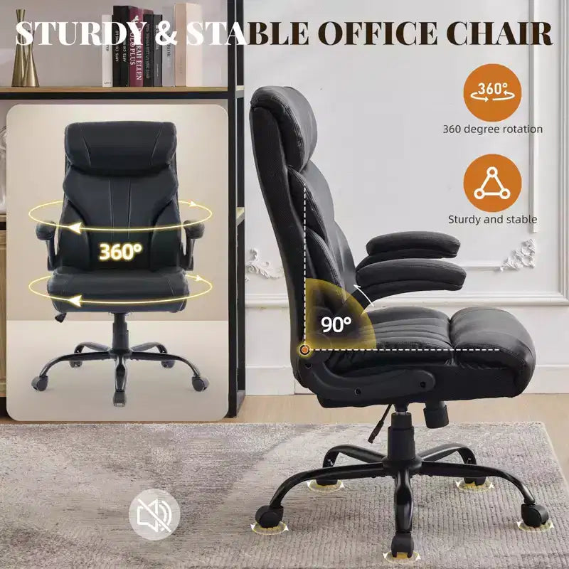 Fauteuil de bureau, fauteuil de direction grande taille 225 kg avec repose-pieds, fauteuil de jeu inclinable en cuir 90-155 degrés