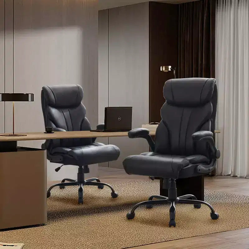 Fauteuil de bureau, fauteuil de direction grande taille 225 kg avec repose-pieds, fauteuil de jeu inclinable en cuir 90-155 degrés