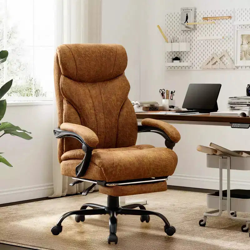 Fauteuil de bureau, fauteuil de direction grande taille 225 kg avec repose-pieds, fauteuil de jeu inclinable en cuir 90-155 degrés