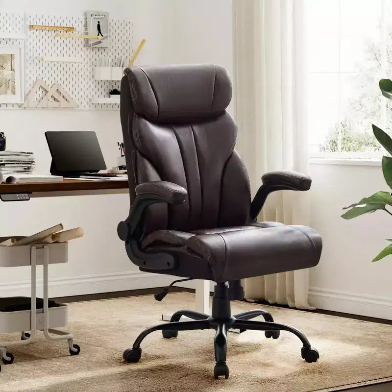 Fauteuil de bureau, fauteuil de direction grande taille 225 kg avec repose-pieds, fauteuil de jeu inclinable en cuir 90-155 degrés