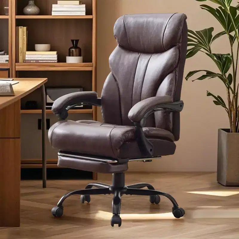 Fauteuil de bureau, fauteuil de direction grande taille 225 kg avec repose-pieds, fauteuil de jeu inclinable en cuir 90-155 degrés