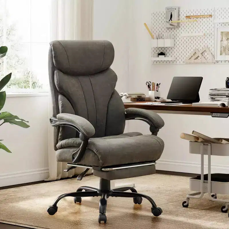 Fauteuil de bureau, fauteuil de direction grande taille 225 kg avec repose-pieds, fauteuil de jeu inclinable en cuir 90-155 degrés
