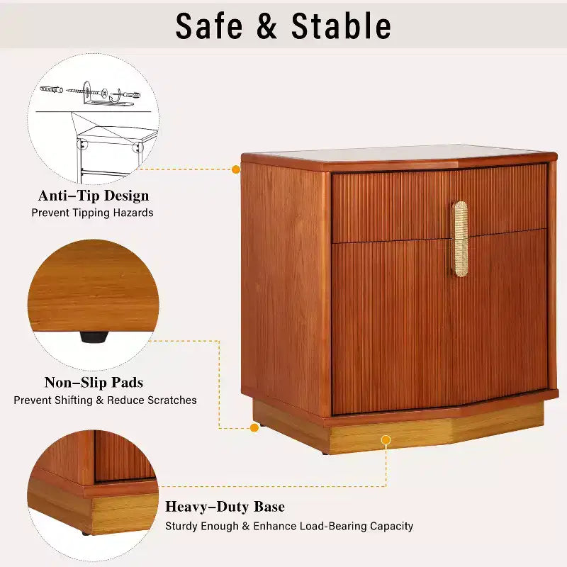 Table de chevet moderne bombée avec 2 tiroirs