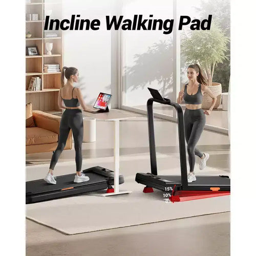 15% Incline Walking Pad Treadmill with Handle Bar - 2.5HP Quiet Folding Treadmill for Home Office Under Desk Portable Walking Pad with 330LBS Capacity