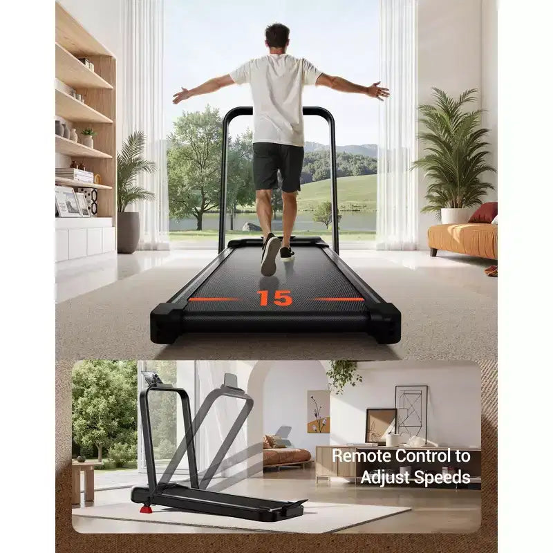 15% Incline Walking Pad Treadmill with Handle Bar - 2.5HP Quiet Folding Treadmill for Home Office Under Desk Portable Walking Pad with 330LBS Capacity