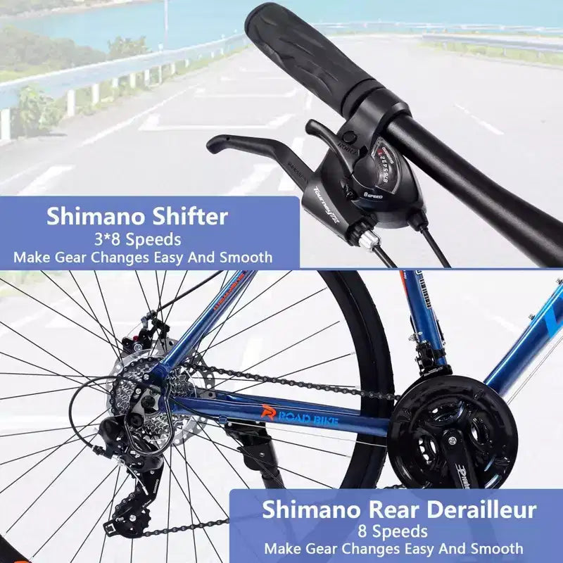 NAYSAYE 27.5 Bicycle 3x8/24 Speeds Hybrid Bike Disc Brakes Aluminum Frame Junior Senior for Men and Women City Cycling, 67.32*14.56*39.37
