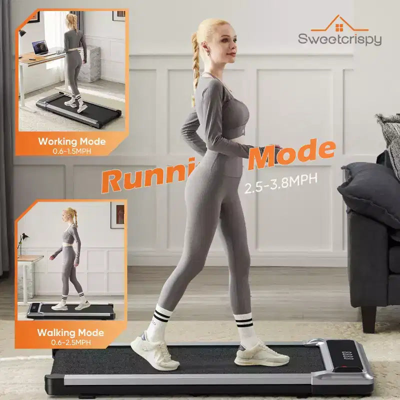JIONJOY Compact Armless Treadmill: Quiet Under-Desk Walker for Small Spaces, Slim & Portable - Ideal for Home Office & Apartment Fitness