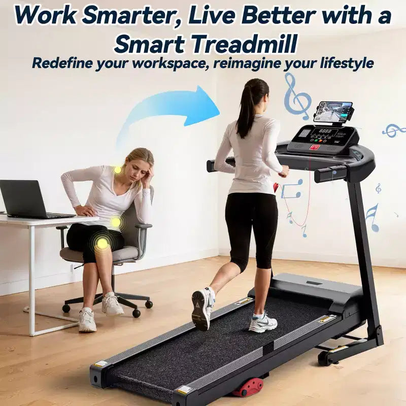 12% Incline Treadmill with Handle, 3.45HP Portable Treadmills for Home, Foldable Treadmills with 340 LBS Capacity, 3-in-1 Quiet Walking Pad Treadmill