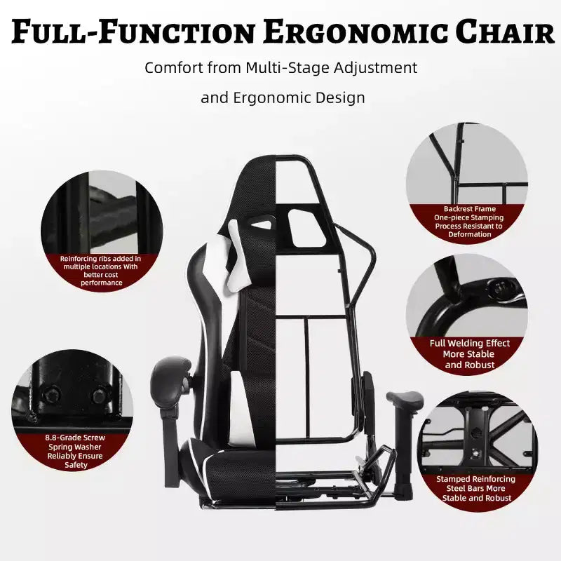 PU Gaming Chair with Reclining Backrest and Retractable Footrest, High Back Swivel Computer Desk Chair for Gamers & Home Office-Panipeachy