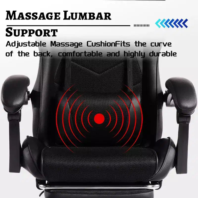PU Gaming Chair with Reclining Backrest and Retractable Footrest, High Back Swivel Computer Desk Chair for Gamers & Home Office-Panipeachy
