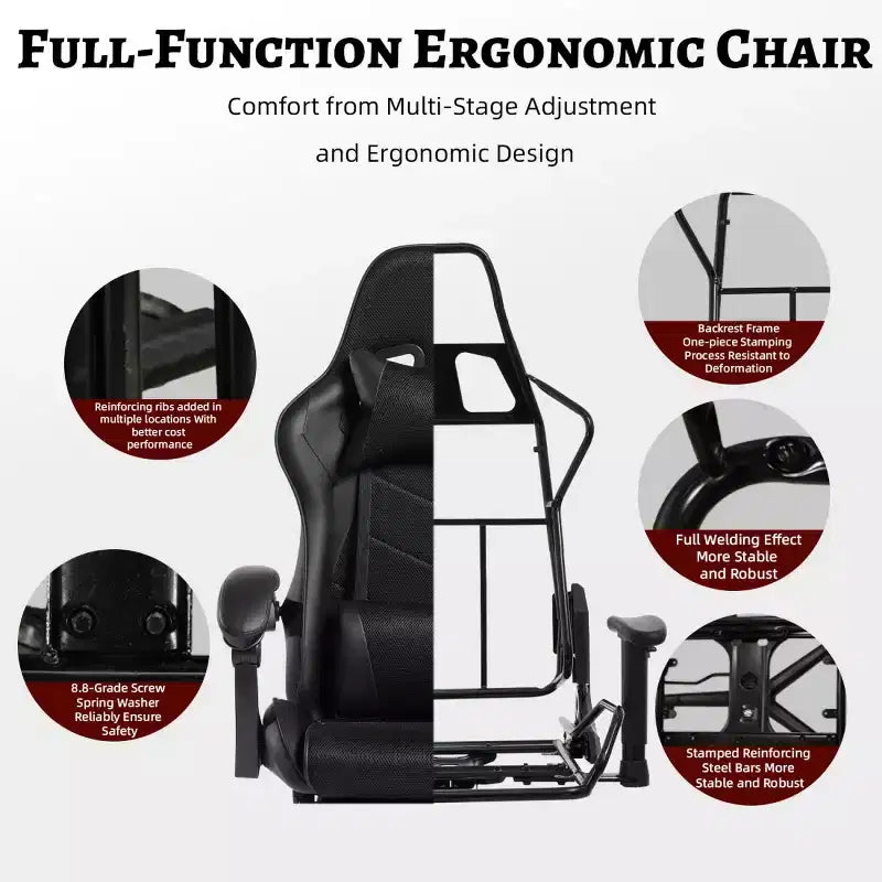 PU Gaming Chair with Reclining Backrest and Retractable Footrest, High Back Swivel Computer Desk Chair for Gamers & Home Office-Panipeachy