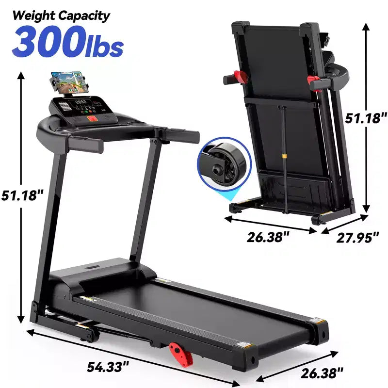 Treadmills on Sale, Home Gym Folding Treadmill 3.1HP with Manual Incline, Cardio Workout Machine, 64 Programs, 300 lb Capacity