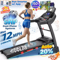 5HP Foldable Treadmill for Home w/ 20% Auto Incline&12MPH,400lbs Capacity,Portable Treadmill,Personalized Workout w/ APP,Running Walking treadmill