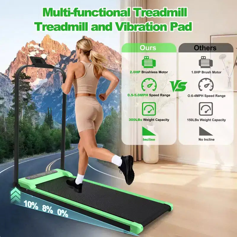 Tapis Roulant Pliable GDFStudio Vella 2.0HP avec Inclinaison et Plateforme Vibrante