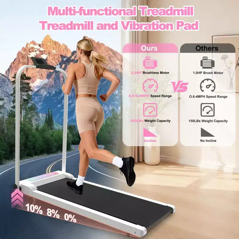 Tapis Roulant Pliable GDFStudio Vella 2.0HP avec Inclinaison et Plateforme Vibrante