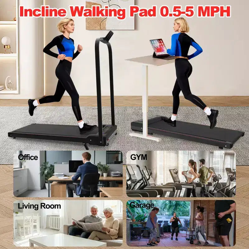 Tapis Roulant Pliable GDFStudio Vella 2.0HP avec Inclinaison et Plateforme Vibrante