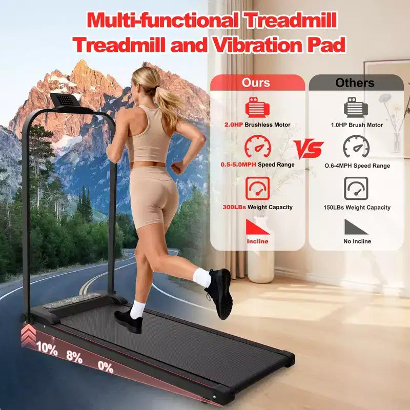 Tapis Roulant Pliable GDFStudio Vella 2.0HP avec Inclinaison et Plateforme Vibrante