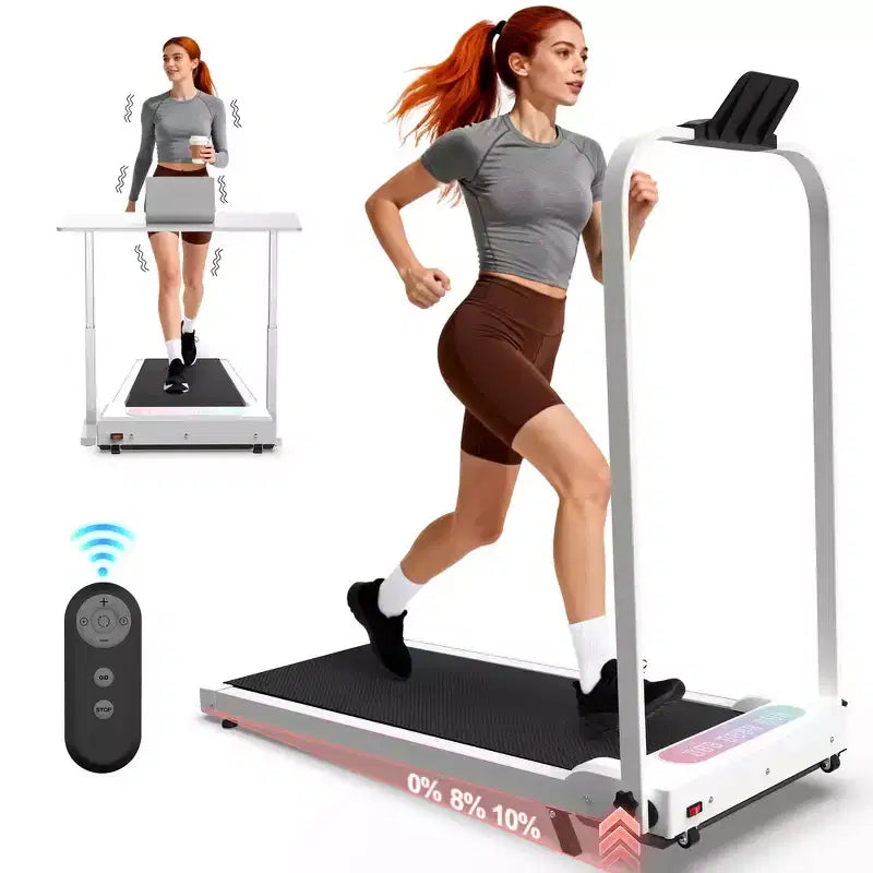 Whisen 2 in 1 Upgrade Foldable Treadmills, Home Exercise Equipment Treadmills, Under Desk Walking Pad with Handle Bar & Incline