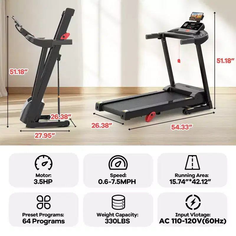 Tapis de course électrique motorisé pliable intelligent 3,75 CV