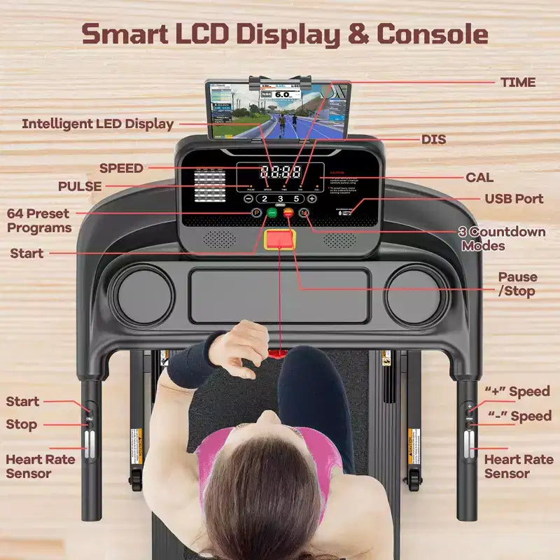 Tapis de course électrique motorisé pliable intelligent 3,75 CV