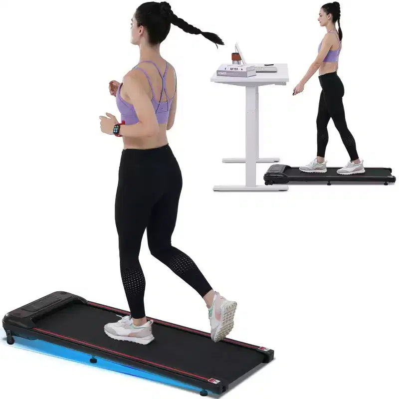 Whisen Walking Pad Under Desk Treadmill Machine Home Exercise Walking Treadmill with Incline for Small Space - Black