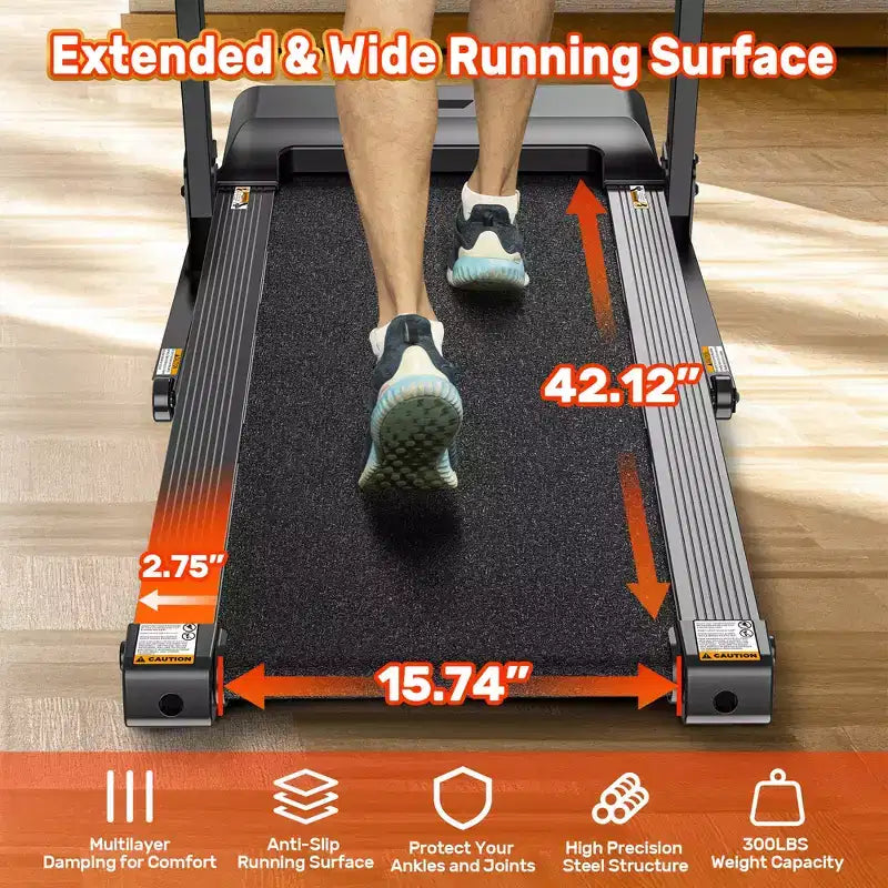 Tapis de course pliable 3.5 CV pour la maison avec inclinaison et 71 entraînements, capacité de 136 kg, application avec cours d'entraînement gratuits, deux haut-parleurs HiFi, équipement d'exercice