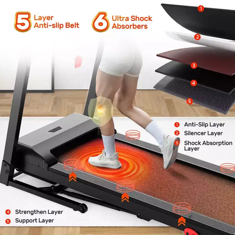 Tapis de course pliable 3.5 CV pour la maison avec inclinaison et 71 entraînements, capacité de 136 kg, application avec cours d'entraînement gratuits, deux haut-parleurs HiFi, équipement d'exercice