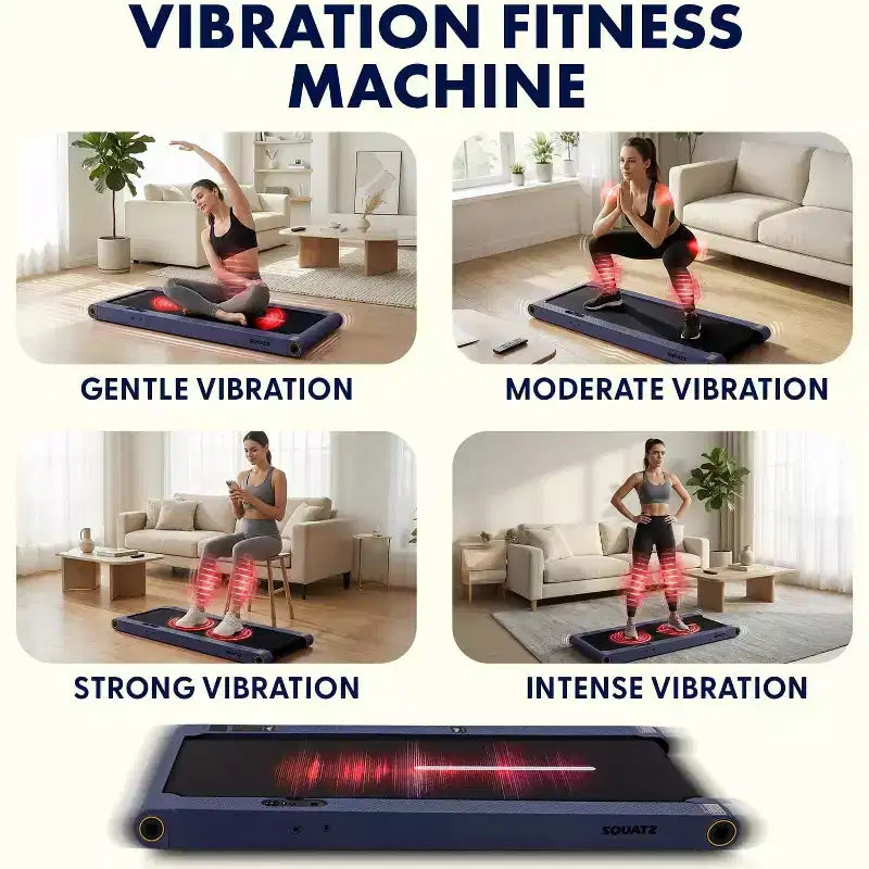 Tapis de marche 2-en-1 Squatz avec plaques vibrantes et guidon bleu