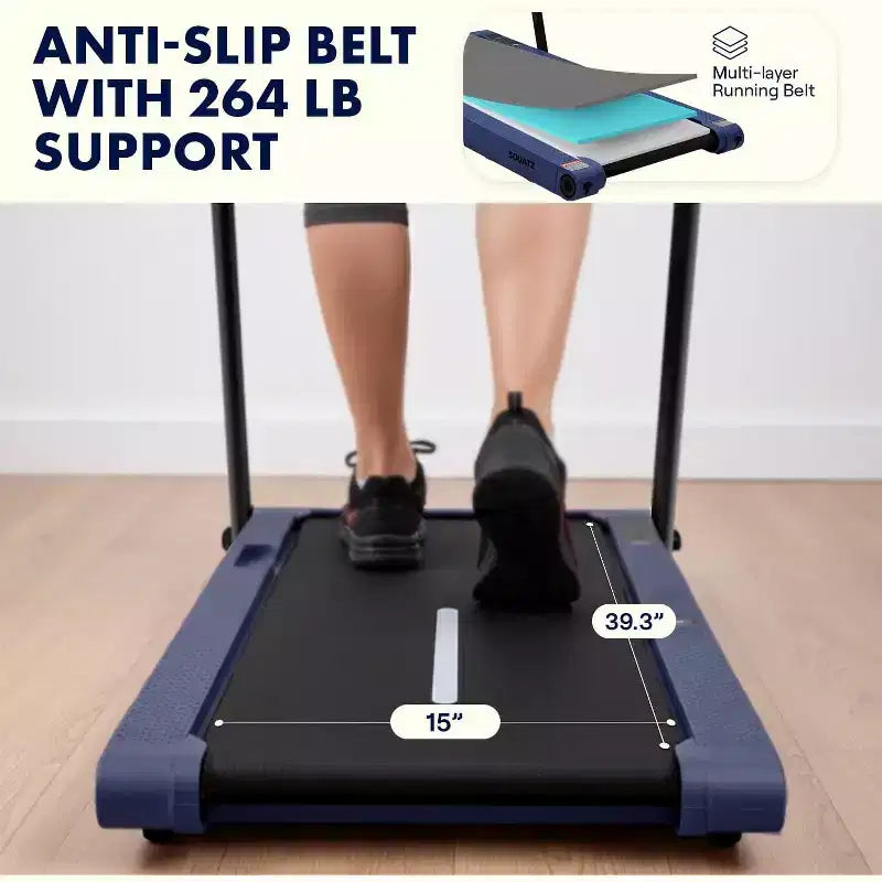 Tapis de marche 2-en-1 Squatz avec plaques vibrantes et guidon bleu