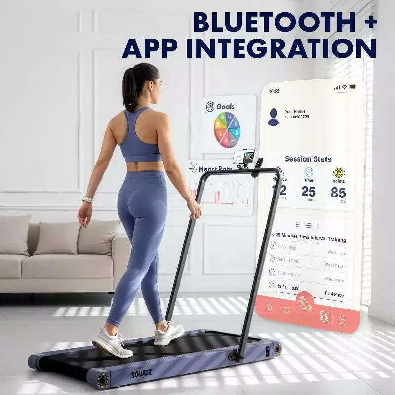 Tapis de marche 2-en-1 Squatz avec plaques vibrantes et guidon bleu