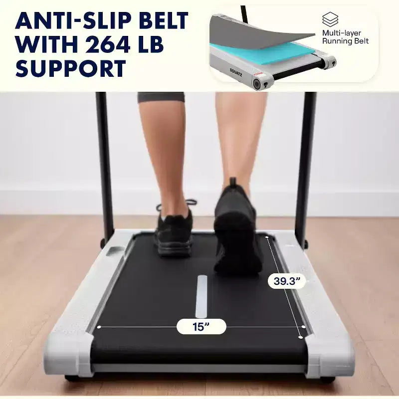 Squatz 2-in-1 Walking Pad with Vibration Plates and Handlebar  White