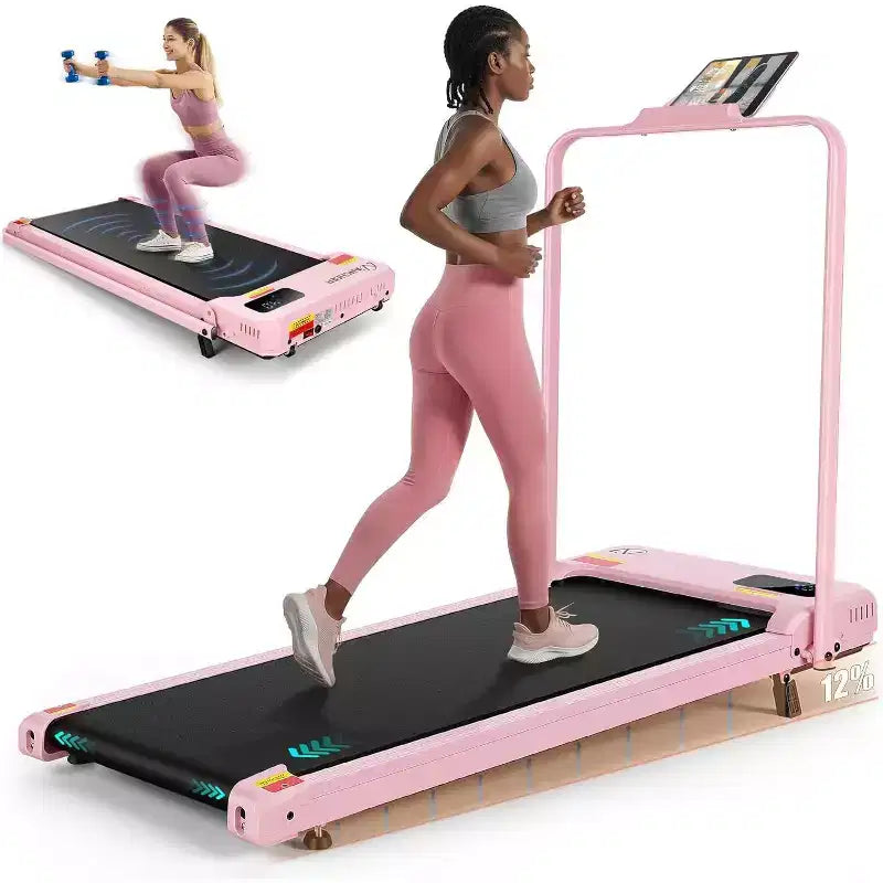KRISRATE 6-in-1 3.5HP Walking Pad Treadmill with Vibration Plate and 12%/15% Incline, Under Desk Folding Treadmill for Home, Office