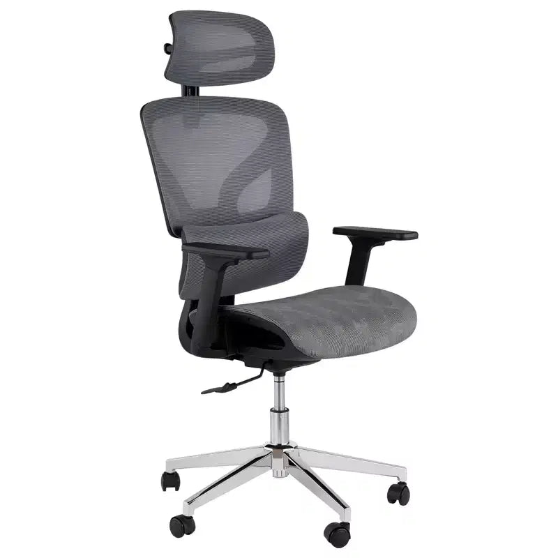 Mesh Ergonomic Office Chair with 4D Armrests Dynamic Lumbar High Back Recline Slide Seat Headrest Silent Wheels for Home Study Gaming