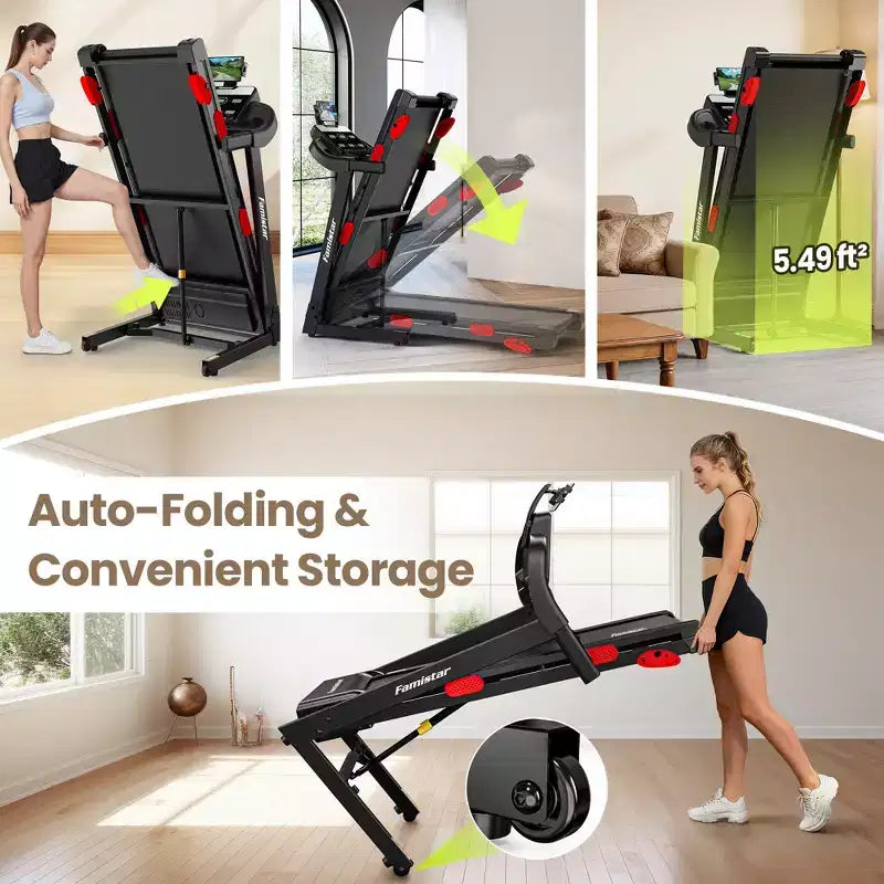 3.75HP Quiet Motor Treadmill with Incline, 330 lb Capacity, LED Display, 105 Programs & Bluetooth Connectivity