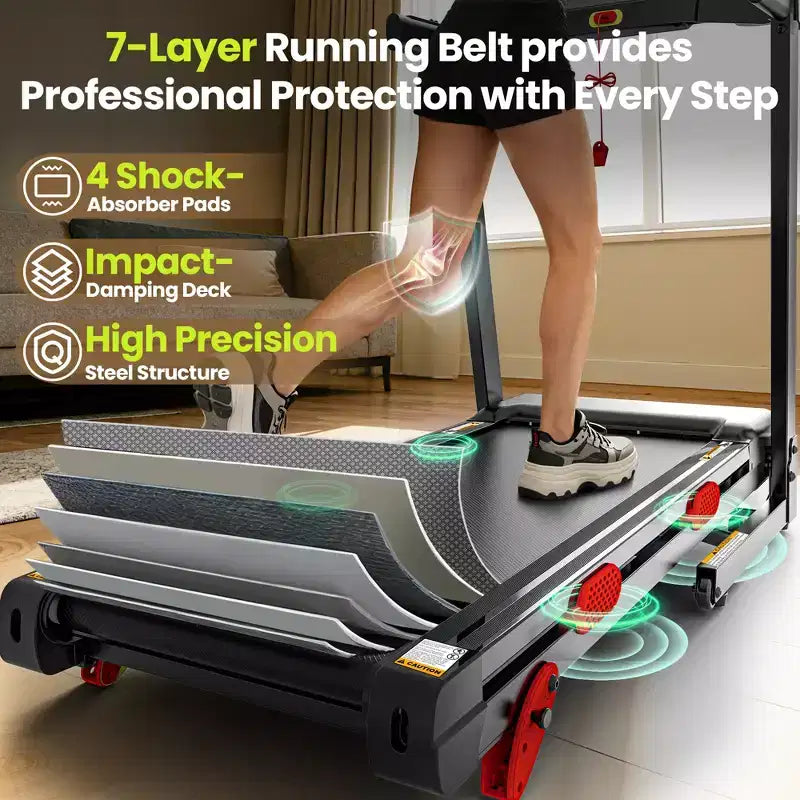 3.75HP Quiet Motor Treadmill with Incline, 330 lb Capacity, LED Display, 105 Programs & Bluetooth Connectivity