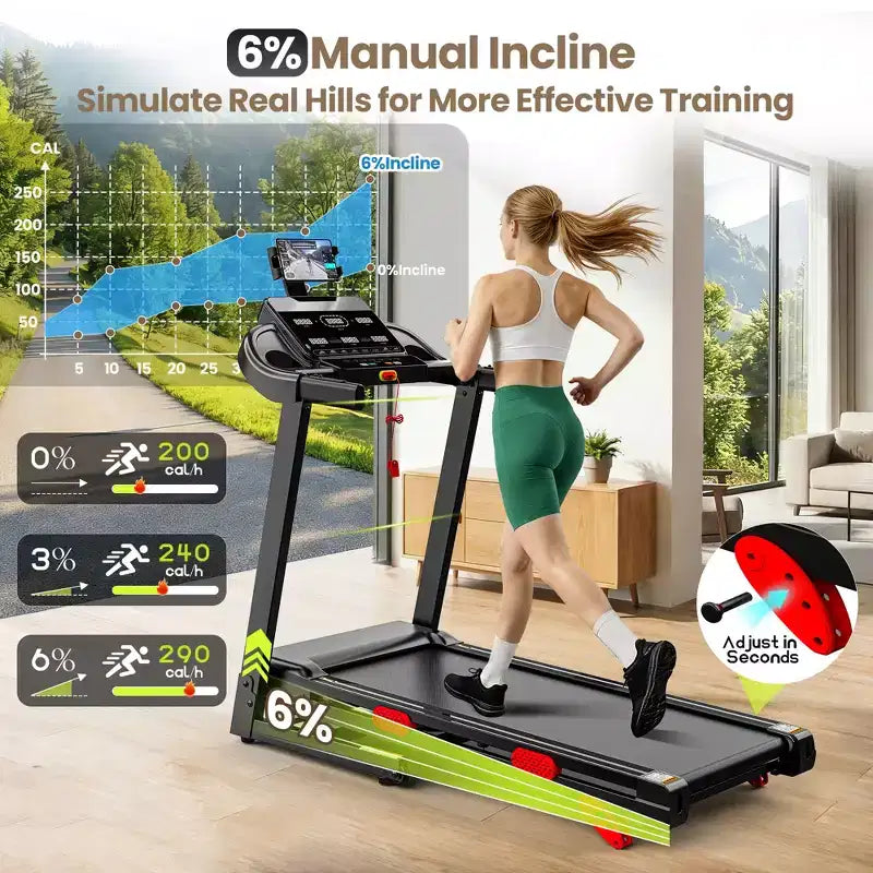 3.75HP Quiet Motor Treadmill with Incline, 330 lb Capacity, LED Display, 105 Programs & Bluetooth Connectivity
