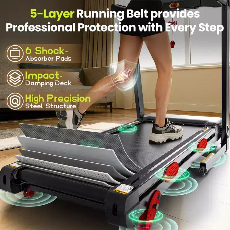 Tapis de course 4 en 1 pour la maison, pliable 3,75 CV avec inclinaison de 10 %, vitesse de marche/course 0,9-14 km/h, capacité 136 kg, 105 programmes, contrôle par application