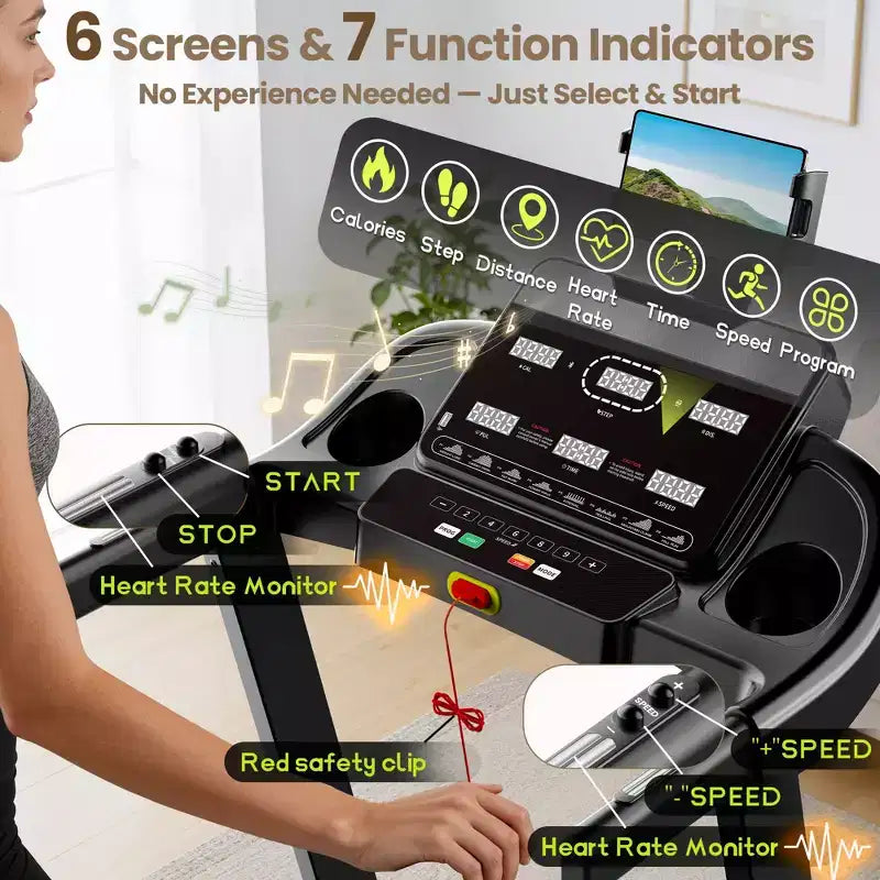 Tapis de course 4 en 1 pour la maison, pliable 3,75 CV avec inclinaison de 10 %, vitesse de marche/course 0,9-14 km/h, capacité 136 kg, 105 programmes, contrôle par application