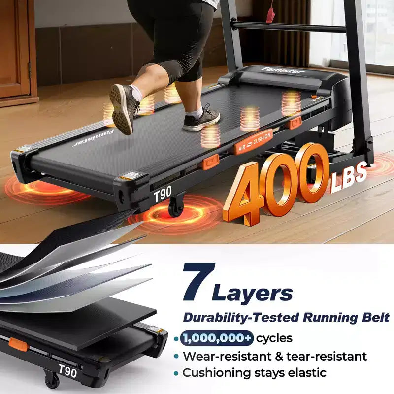 Tapis de course pliable 4-en-1 spécial Pâques avec haut-parleurs Bluetooth, contrôle par application et écran LED, 5 CV, 19 km/h